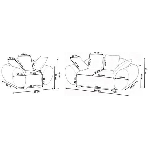 Set Da Salotto 4 Posti Ringel Tessuto Beige Chiaro - Foto 8