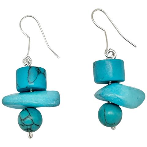 Spilla Pendente In Turchese Naturale Con Chiusura A Gancio In Oro - Foto 1