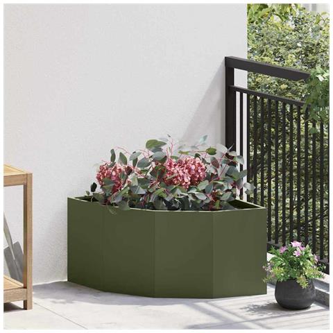 Vaso d'angolo Oliver verde 60 x 60 x 35 cm Acciaio - Foto 2