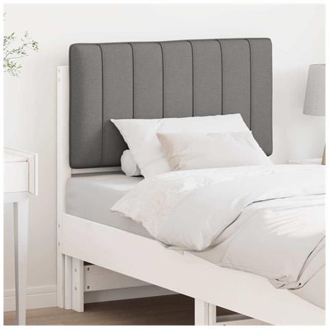 Testiera imbottita Bianco e grigio chiaro 80 cm Pino massello - Foto 2