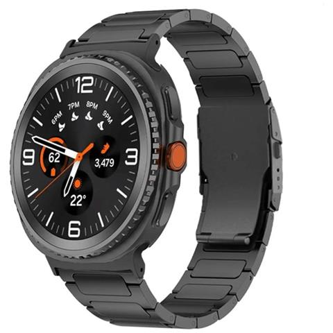 Cinturino In Metallo Titanio Con Doppia Chiusura Compatibile Con Samsung Watch 8/8 Classic Black - Foto 2