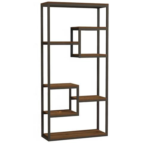 Lopa Scaffale Alto In Stile Industriale In Effetto Legno E Nero - 182 Cm - Foto 1