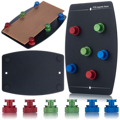 Supporto Magnetico In Metallo Per Saldatura Pcb - Piastra Magnetica Con 6 Magneti Regolabili | Resistente Ad Alte Temperature | Dimensioni 100x140 Mm - Foto 1