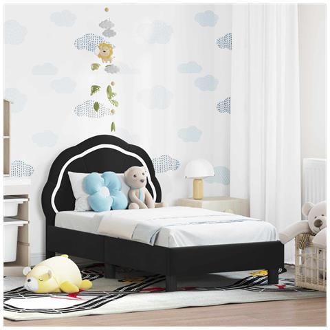 Struttura letto per bambini con testata Nero 70 x 140 cm - Foto 2