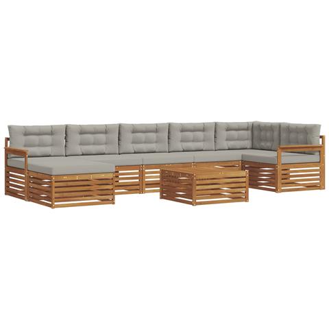 Set divani con cuscino 8 pcs Grigio Naturale e Chiaro - Foto 1
