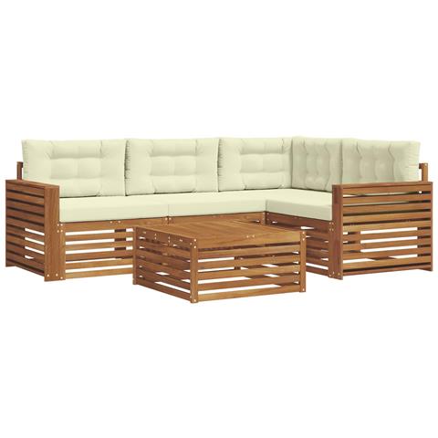 Set di divani da esterno con cuscino 5 pcs Naturale e Crema - Foto 1