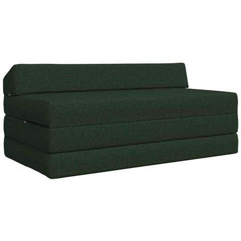 Divano Letto Pieghevole Verde Scuro 120 x 60 x 49 cm Tessuto - Foto 1