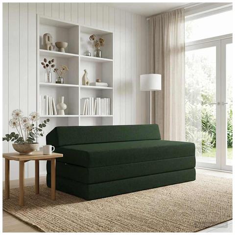 Divano Letto Pieghevole Verde Scuro 120 x 60 x 49 cm Tessuto - Foto 2