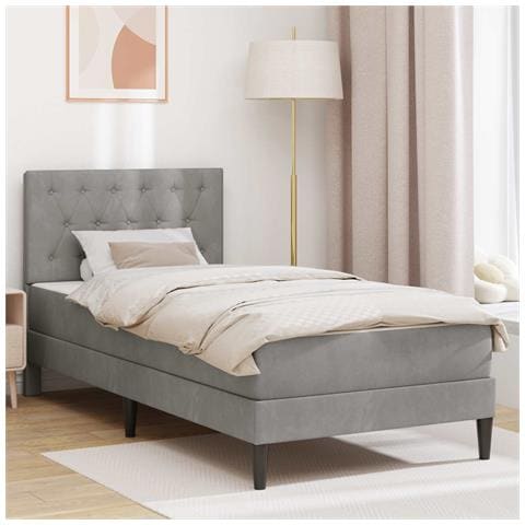 Struttura letto con materasso Grigio chiaro 100 x 200 cm - Foto 2