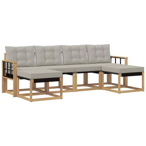 Set di divani da esterno 6 pcs Bianco e Grigio Chiaro - Foto 1