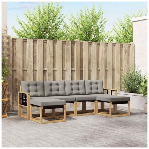 Set di divani da esterno 6 pcs Bianco e Grigio Chiaro - Foto 2
