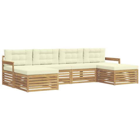 Set divani 6 pcs Bianco e Crema Legno di Acacia Massello - Foto 1