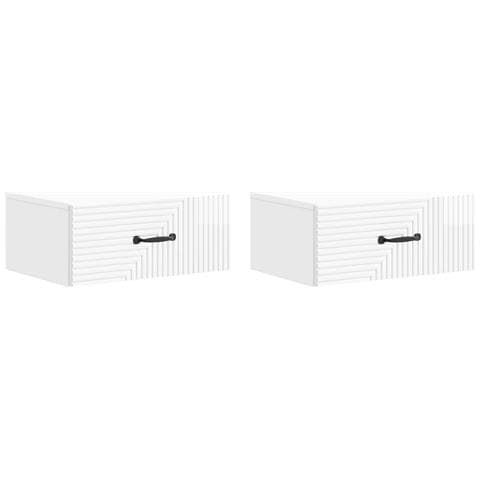 Mobiletto da notte a muro 2 pcs Bianco Lucido 49 x 34,5 x 20 cm - Foto 1