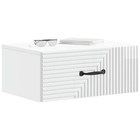 Mobiletto da notte a muro 2 pcs Bianco Lucido 49 x 34,5 x 20 cm - Foto 2