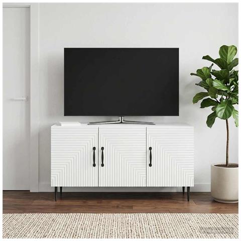 Mobile TV Bianco 99 x 34,5 x 50 cm Legno ingegnerizzato - Foto 2