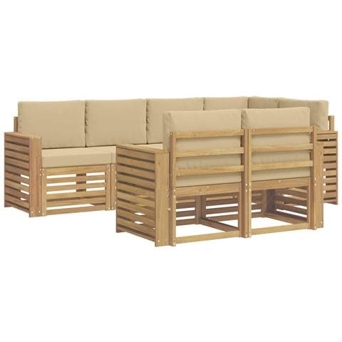 Set di divani da esterno 7 pcs Bianco e Beige - Foto 1