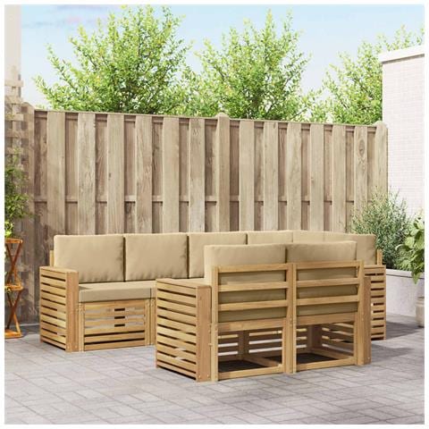 Set di divani da esterno 7 pcs Bianco e Beige - Foto 2