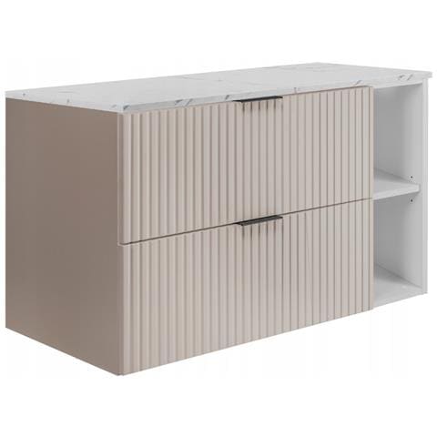 Piano lavabo 100 cm, Effetto marmo bianco, Piano in laminato di alta qualità, Impermeabile, Per lavabo - Foto 1