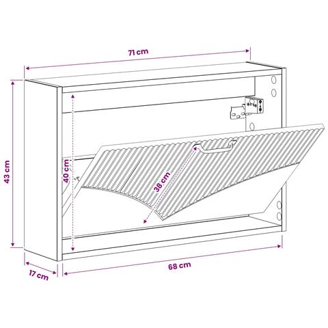 Mobiletto per Scarpe da Muro HOORN 71 x 17 x 43 cm - Foto 9