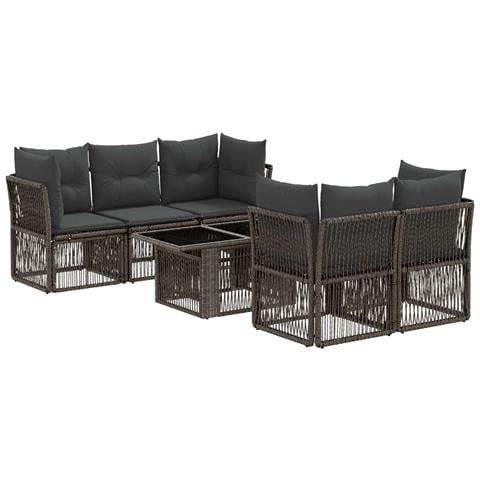 Set Divano da Giardino 6 pz Grigio polyrattan - Foto 1