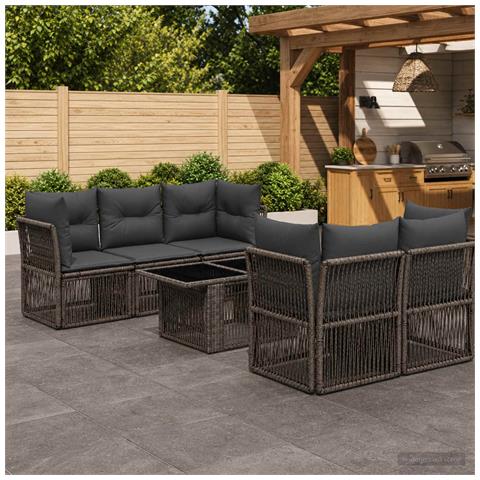 Set Divano da Giardino 6 pz Grigio polyrattan - Foto 2