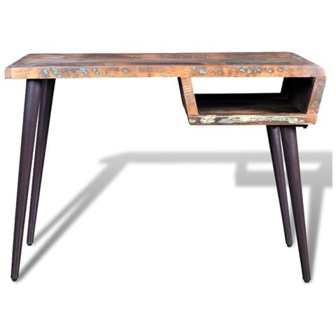 Scrivania In Legno Di Recupero Con Gambe Ferro - Foto 6