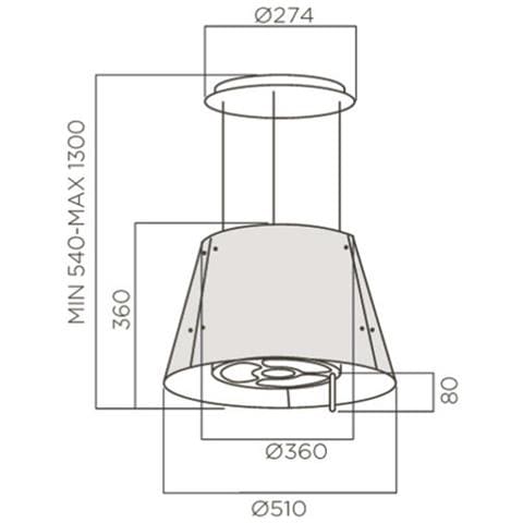 Cappa a Isola Grace BL /F / 51 Aspirante 50cm Colore Nero - Foto 5