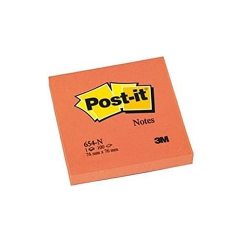 Post-it - 100 Foglietti Post-it Colore Arancio Neon 76x76mm (6 Pz)  - Foto 1