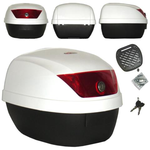 Bauletto Moto 28 Litri Scooter Valigia Rigida Universale Completo Piastra Bianco - Foto 1
