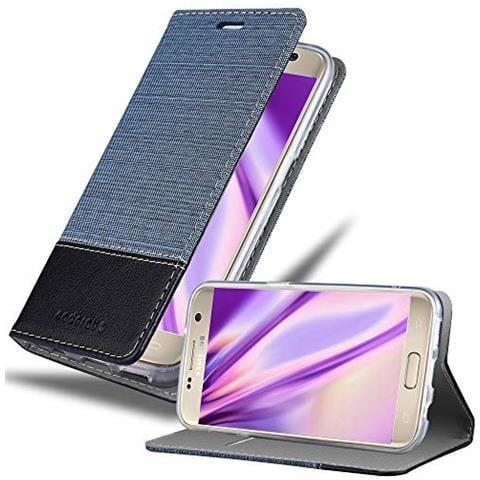 Custodia Compatibile Con Samsung Galaxy S7 In Blu Scuro Nero - Coperchio Protettiva Con Chiusura Magnetica, Funzione Stand E Tasca Per Le Carte - Foto 1