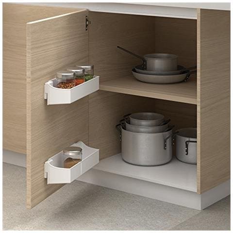 8934115 Set Di 2 Vaschette / compartimenti / scaffali Ausiliari 350mm Per Cucina / bagno Bianco - Foto 4