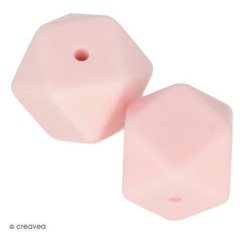 Perlina Di Silicone Esagonale X 2 - 17 Mm - Rosa Cipria - Foto 1