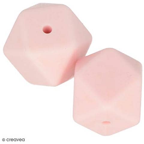 Perlina Di Silicone Esagonale X 2 - 17 Mm - Rosa Cipria - Foto 2