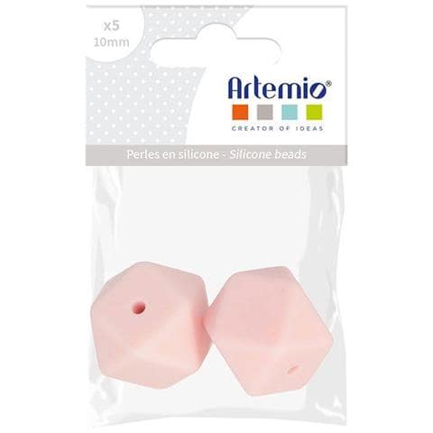 Perlina Di Silicone Esagonale X 2 - 17 Mm - Rosa Cipria - Foto 3