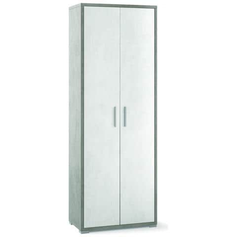 Armadio Multiuso Alto Due Ante Cemento Bianco 71x41x H199 Cm - Foto 1