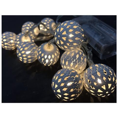 Ghirlanda Luminosa - Palle D'argento - Spirito Natalizio - Luce Calda - 10 Lampadine Led - 2,5 M - 71316 - Foto 2