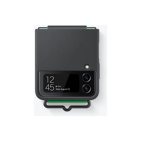Cover In Silicone Ef-gf721tbegww Con Strap Per Galaxy Z Flip4 Sm-f721b Nero Verde - Foto 1