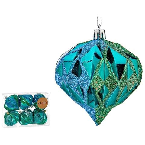 Set Di Palline Di Natale Diamante Azzurro Plastica 8 X 9 X 8 Cm (12 Unità) - Foto 2