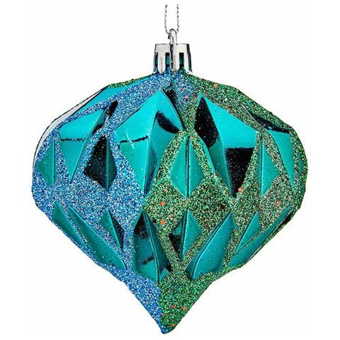 Set Di Palline Di Natale Diamante Azzurro Plastica 8 X 9 X 8 Cm (12 Unità) - Foto 3