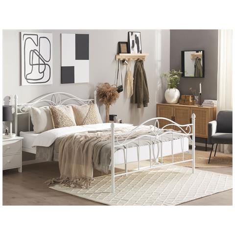 Letto Metallo Antlia 140 X 200 Cm Bianco - Foto 1