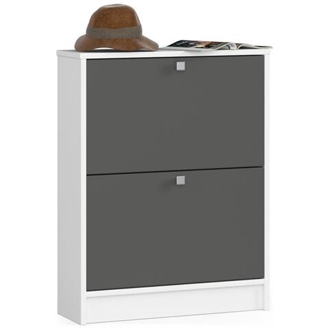 Scarpiera multiuso, 60x20x80 cm, Colore Bianco e Grigio Grafite - Foto 1