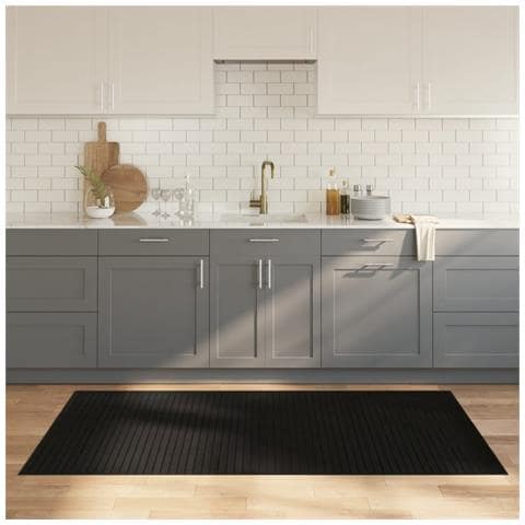 Tappeto Rettangolare Nero 100x200 Cm In Bambù - Foto 1