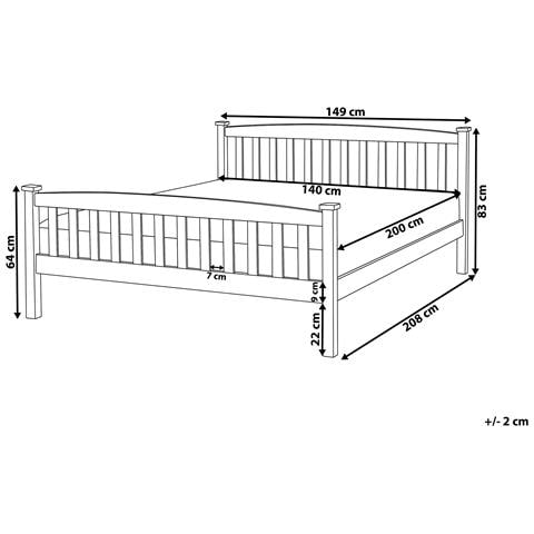 Letto Matrimoniale Legno Chiaro 140 X 200 Cm Giverny - Foto 2