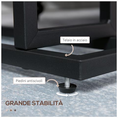 Tavolino Da Salotto In Truciolato E Acciaio Con Borsa Portaoggetti In Tessuto Oxford, 49x19x55 Cm, Marrone E Nero - Foto 6