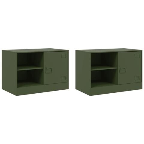 Mobili Tv 2 Pz Verde Oliva 67x39x44 Cm In Acciaio - Foto 2