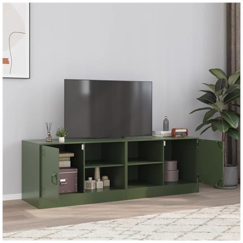 Mobili Tv 2 Pz Verde Oliva 67x39x44 Cm In Acciaio - Foto 1