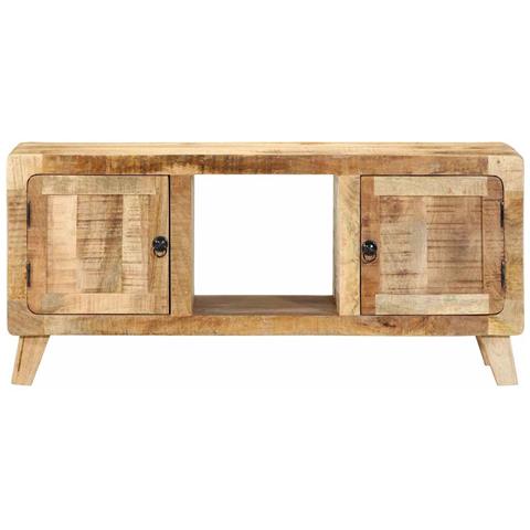 Mobile Porta Tv 105x46x32 Cm In Massello Di Mango Grezzo - Foto 2