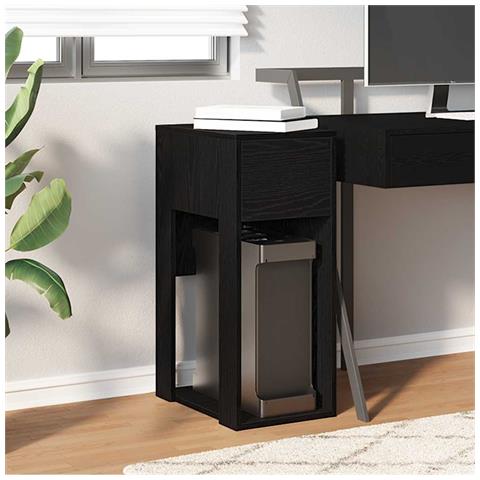 Supporto A Torre Per Computer Con Cassetto Nero 30x44x74 Cm - Foto 3