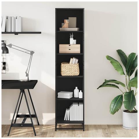 Libreria Nera 40x35x170,5 Cm In Legno Multistrato - Foto 3