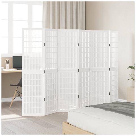 Divisorio Ambienti 6pannelli Bianco Legno Massello Di Paulownia - Foto 3